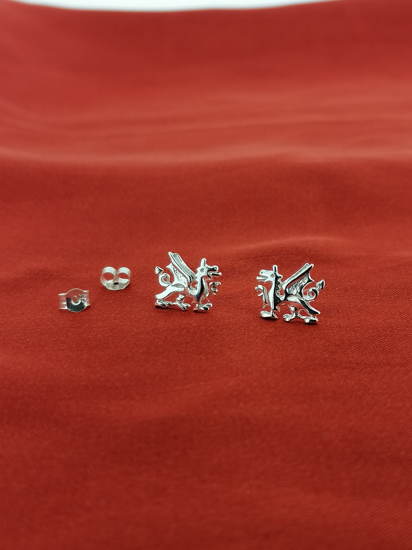 Welsh Dragon Stud earrings Sterling Silver 
