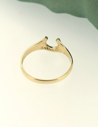 Womens Solid 9ct Yellow Gold Horseshoe Ring Good Luck Fortune Symbol