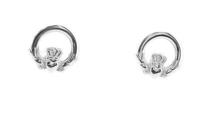 Celtic Irish Claddagh Stud Earrings Solid Sterling Silver