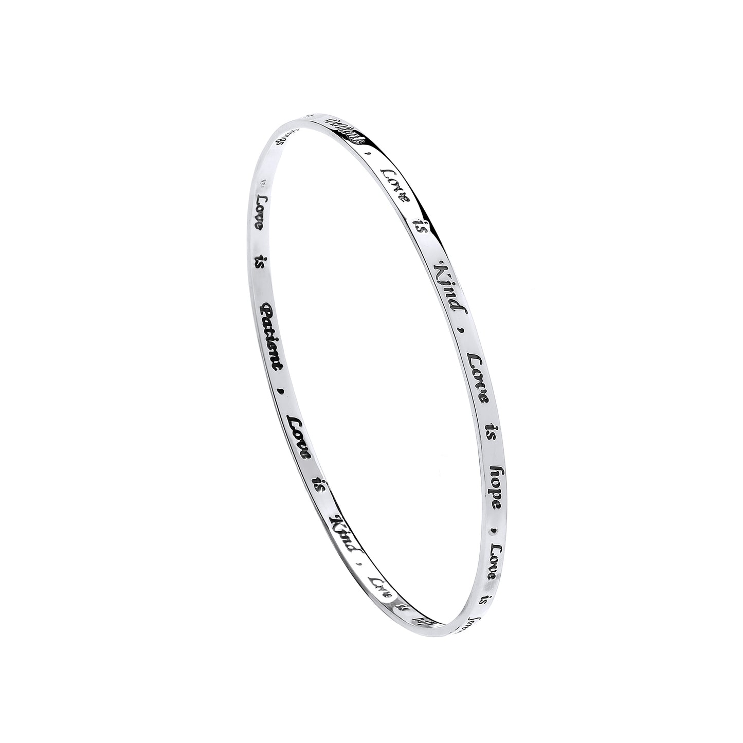 Sterling Silver Love Engraved Message Bangle