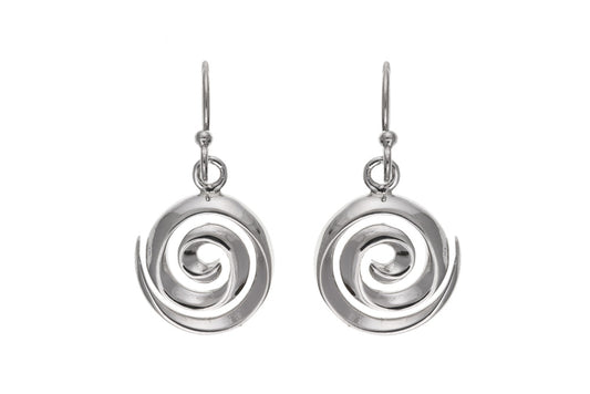 Spiral Swirl Dropper Earrings Sterling Silver