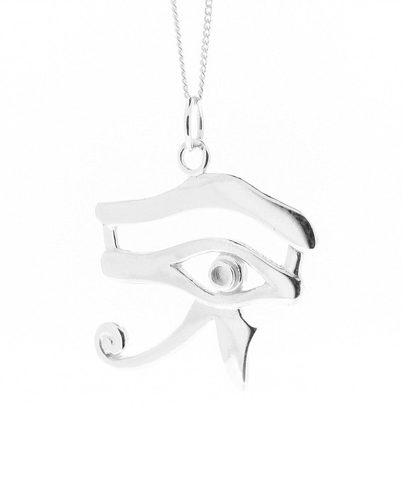 Solid 925 Sterling Silver All Seeing Eye of Horus Pendant Necklace