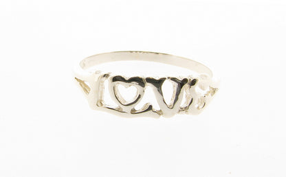 Solid 925 Sterling Silver Love Word Heart Ring