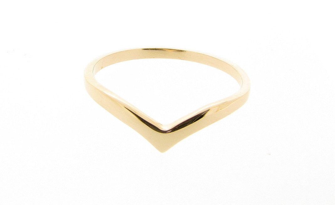 Women's 9ct Yellow Gold Wishbone Ring Ethical Jewellery Eco-Gold V Shaped Band