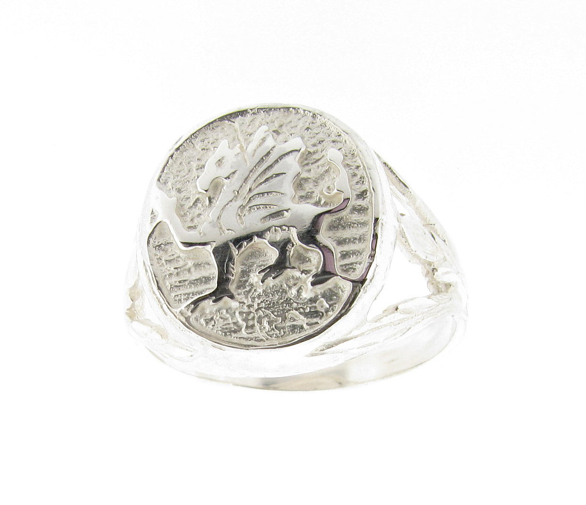 Men's Sterling Silver Welsh Dragon Oval Signet Ring