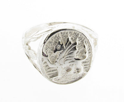 Solid sterling Silver Man's Welsh Dragon Large Signet Ring Wales Emblem