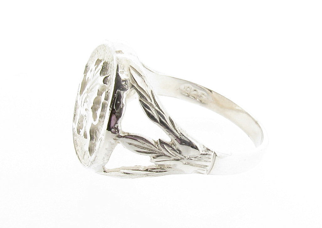 Men's Oval Welsh Dragon Ring Sterling Silver