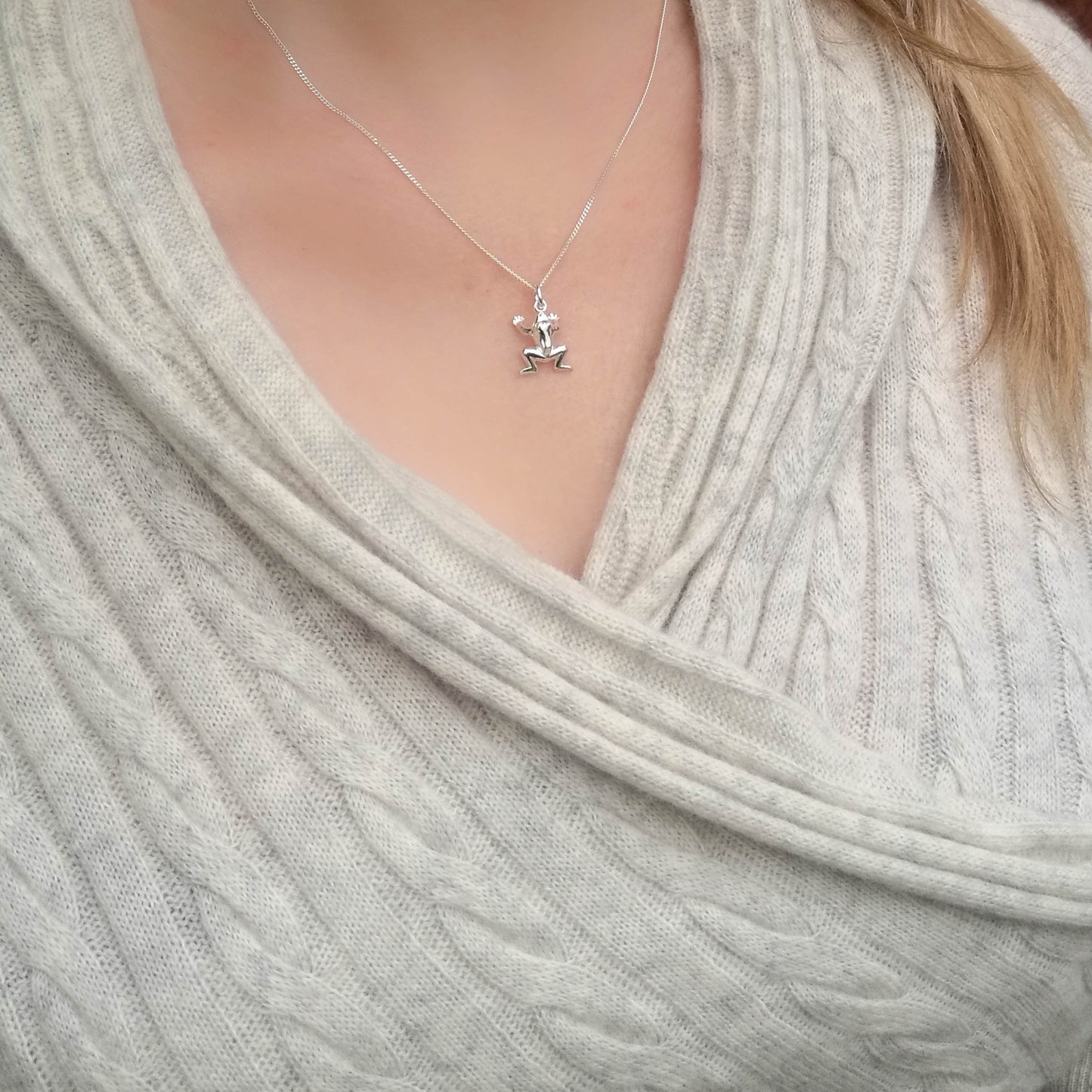 Sterling Silver Frog Pendant Necklace