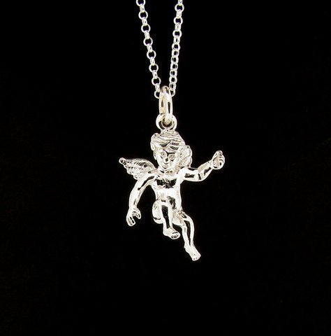 Sterling Silver Cherubim Pendant Necklace Christian Catholic Angelic Cherub